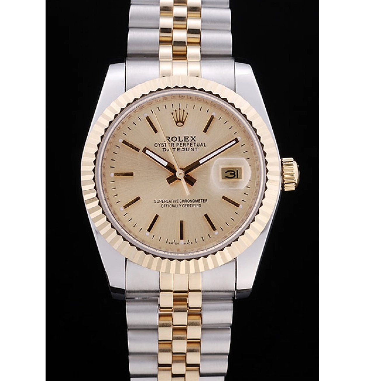 AAA Replica Watches Gold 7450 Rolex Ribbed Bezel Datejust Dial 0724